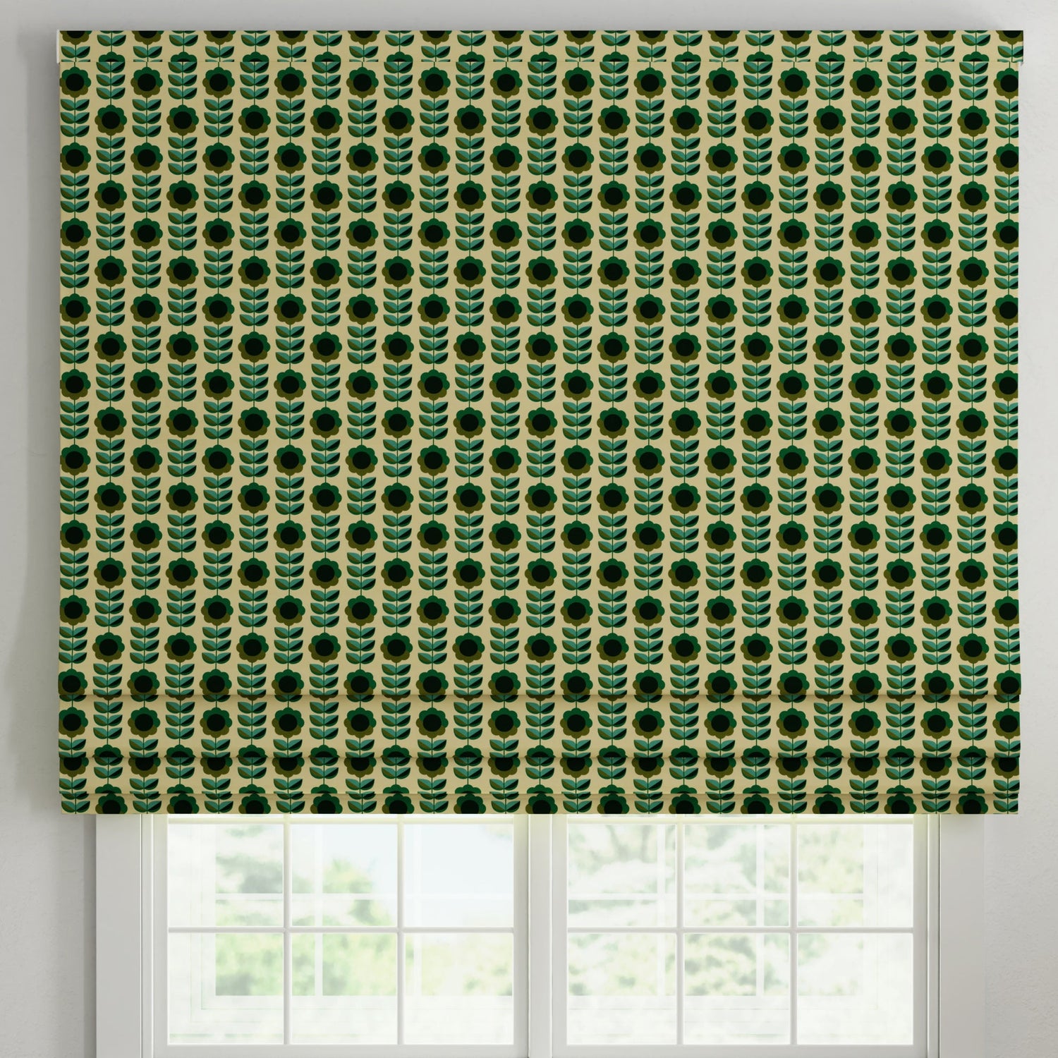 ANTE DECOR Palma Printed Cotton Made To Measure Curtains Emerald