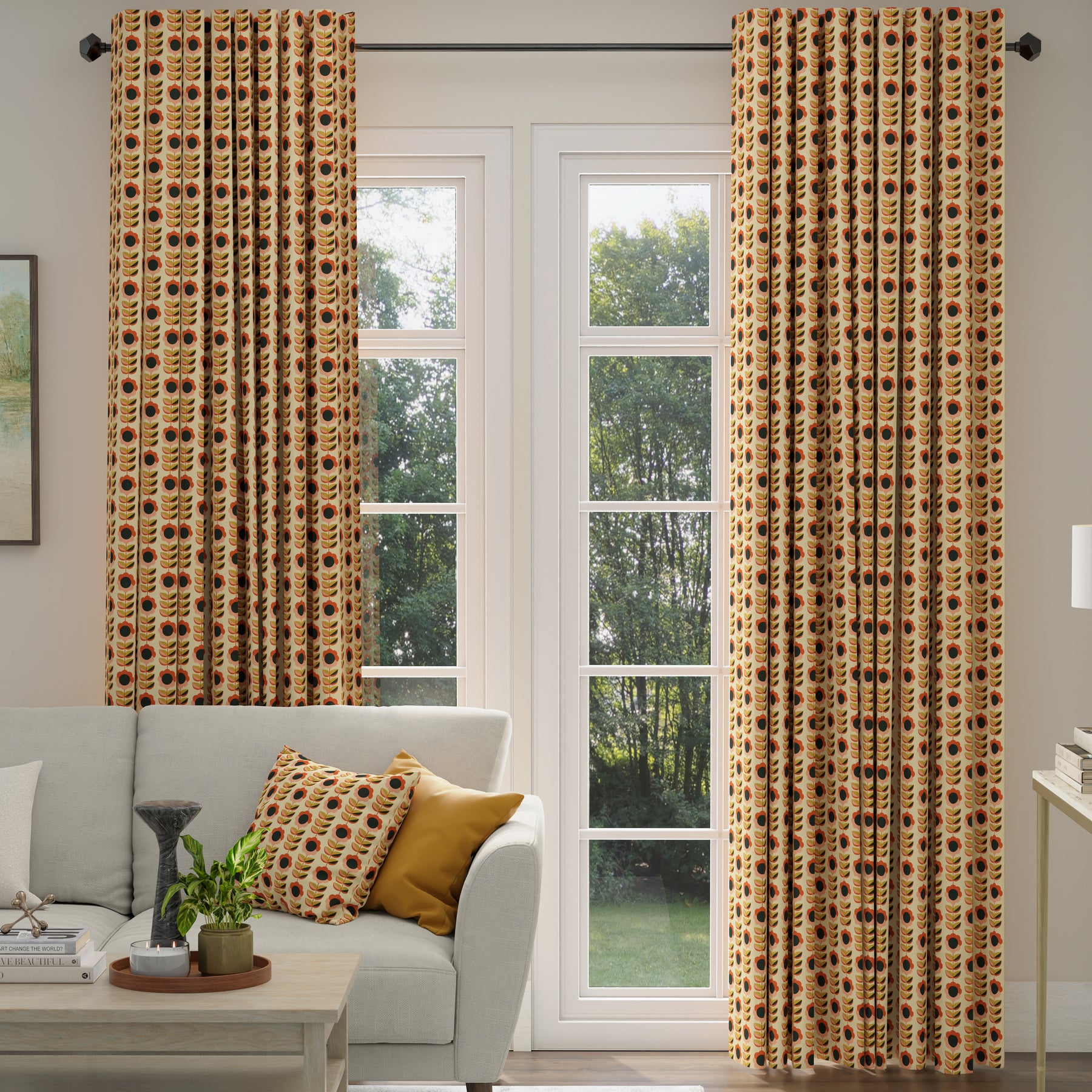 ANTE DECOR Palma Printed Cotton Made To Measure Roman Blind Burnt Umber
