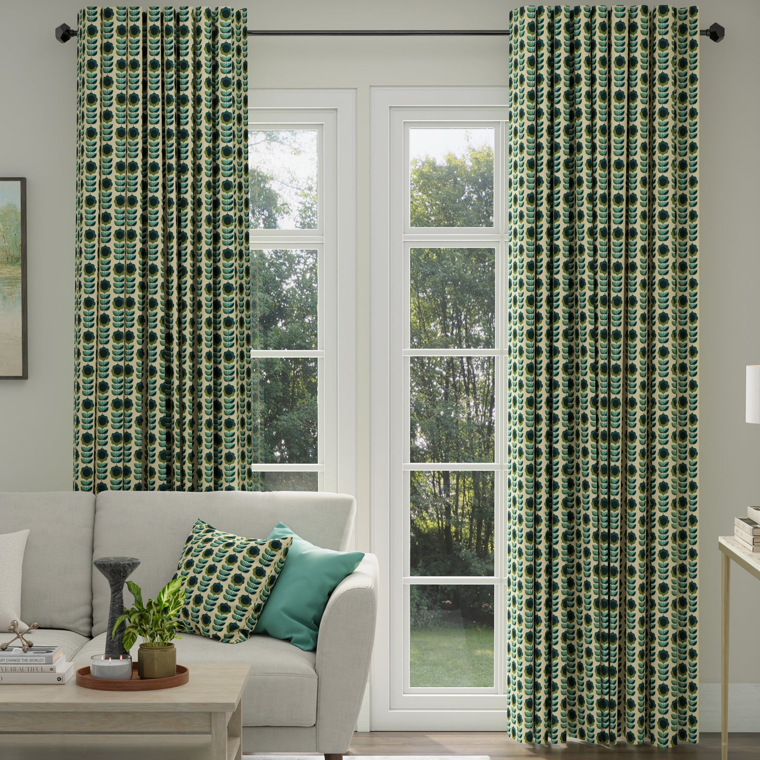 ANTE DECOR Palma Printed Cotton Made To Measure Roman Blind Lapis