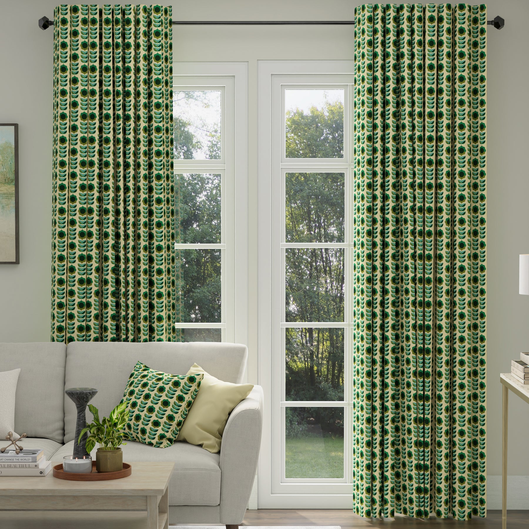 ANTE DECOR Palma Printed Cotton Made To Measure Roman Blind Emerald