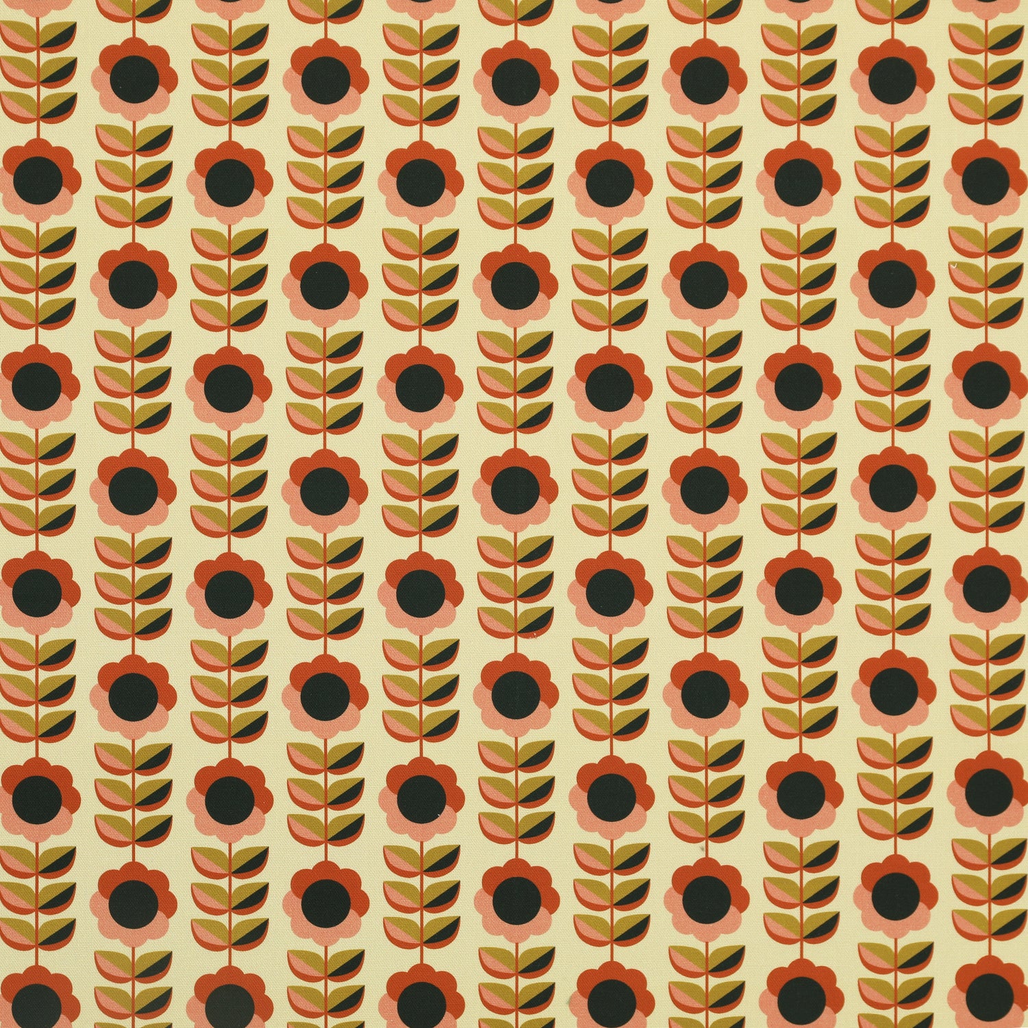 ANTE DECOR Palma Printed Cotton Fabric Burnt Umber