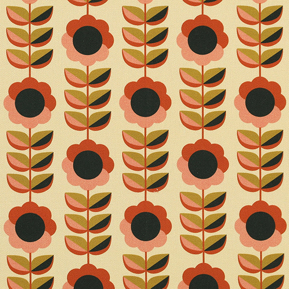 ANTE DECOR Palma Printed Cotton Fabric Burnt Umber
