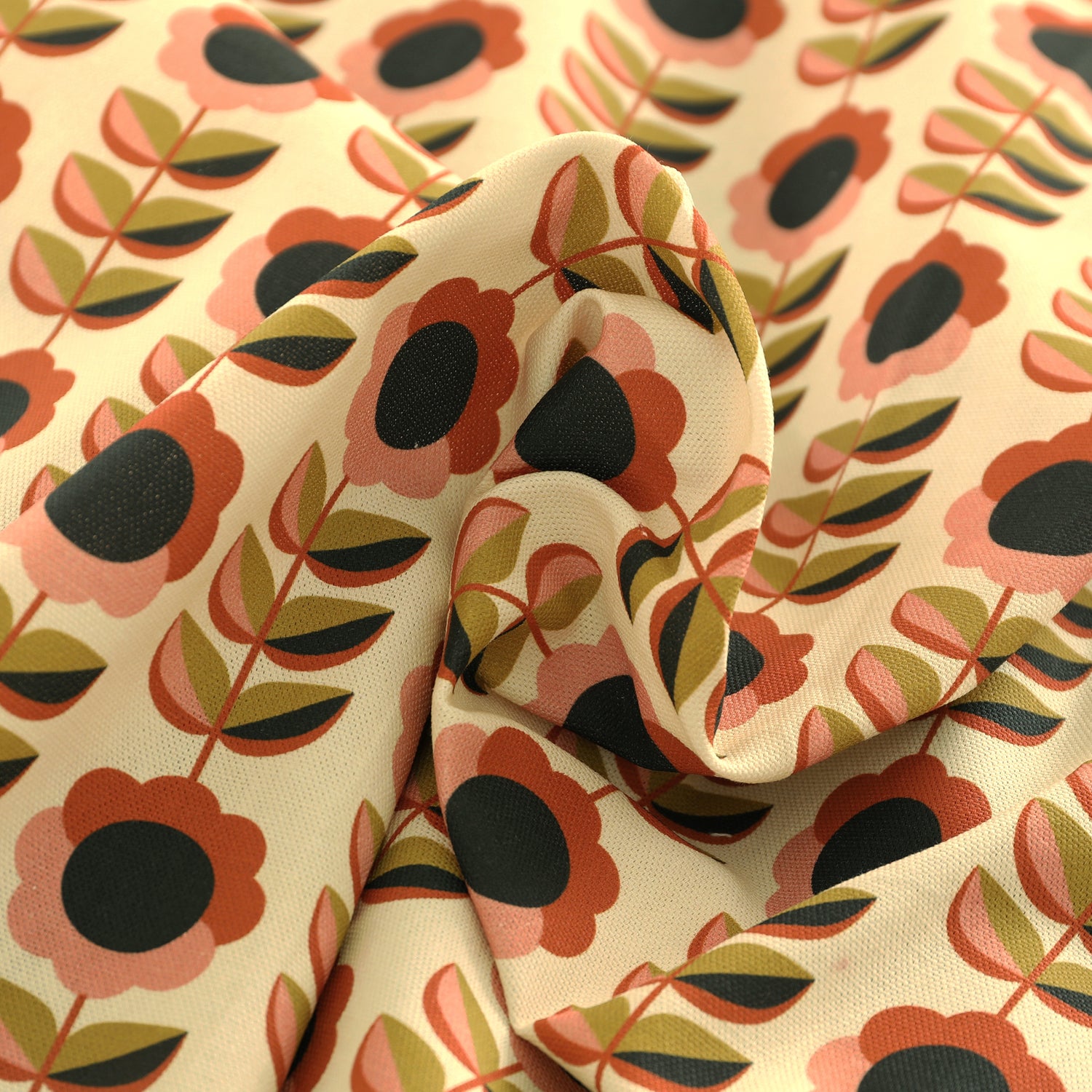 ANTE DECOR Palma Printed Cotton Fabric Burnt Umber