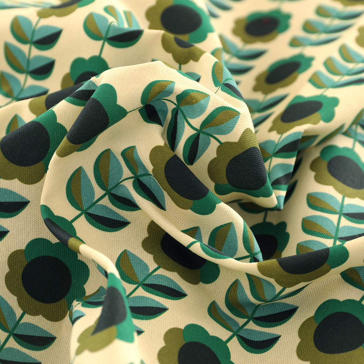 ANTE DECOR Palma Printed Cotton Fabric Emerald