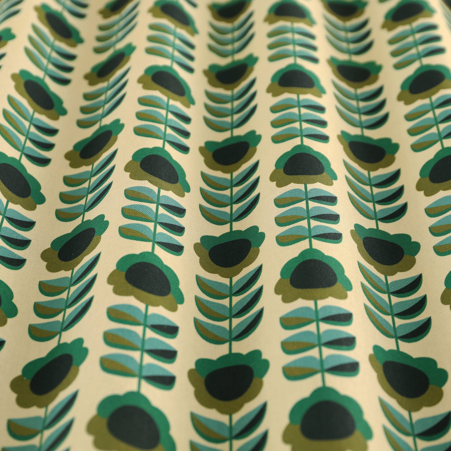 ANTE DECOR Palma Printed Cotton Made To Measure Curtains Emerald