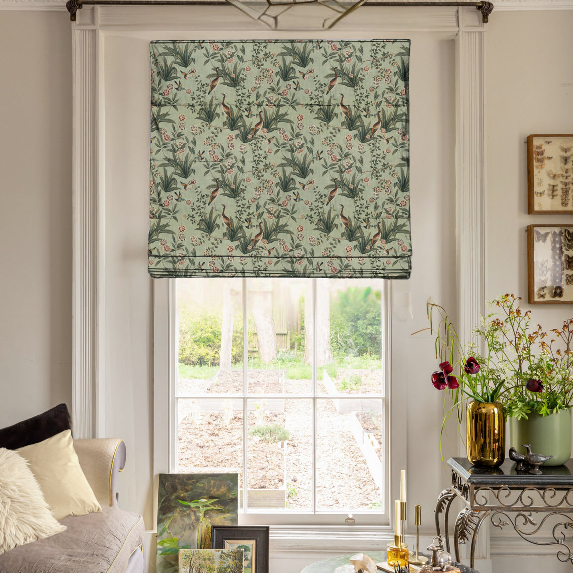 Linda Barker Rosa Fiore Linen Look Blackout Made To Measure Roman Blind Eucalyptus