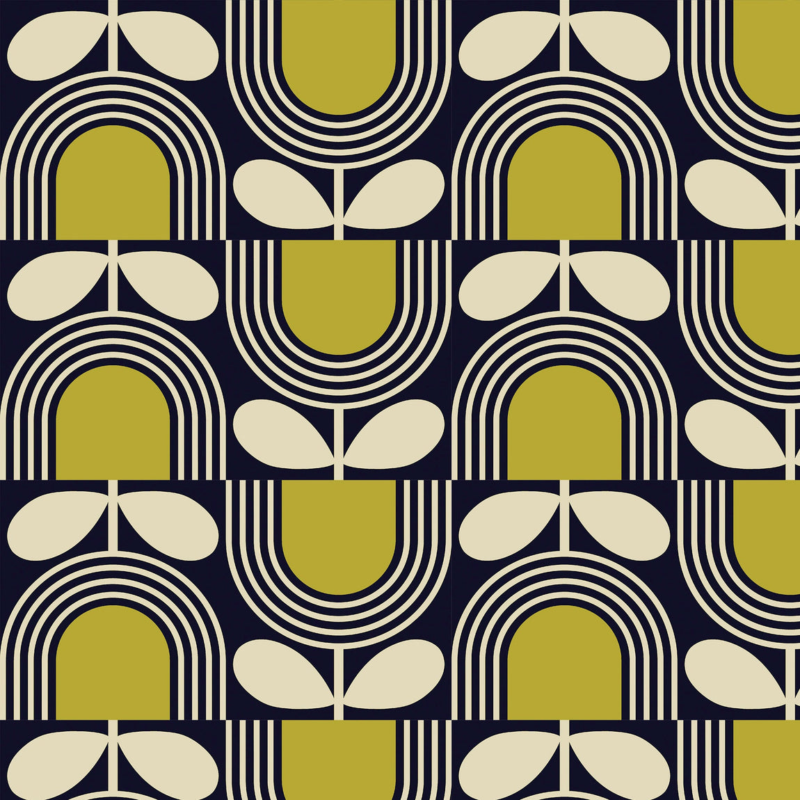 Orla Kiely Striped Tulip Made To Measure Curtains Navy