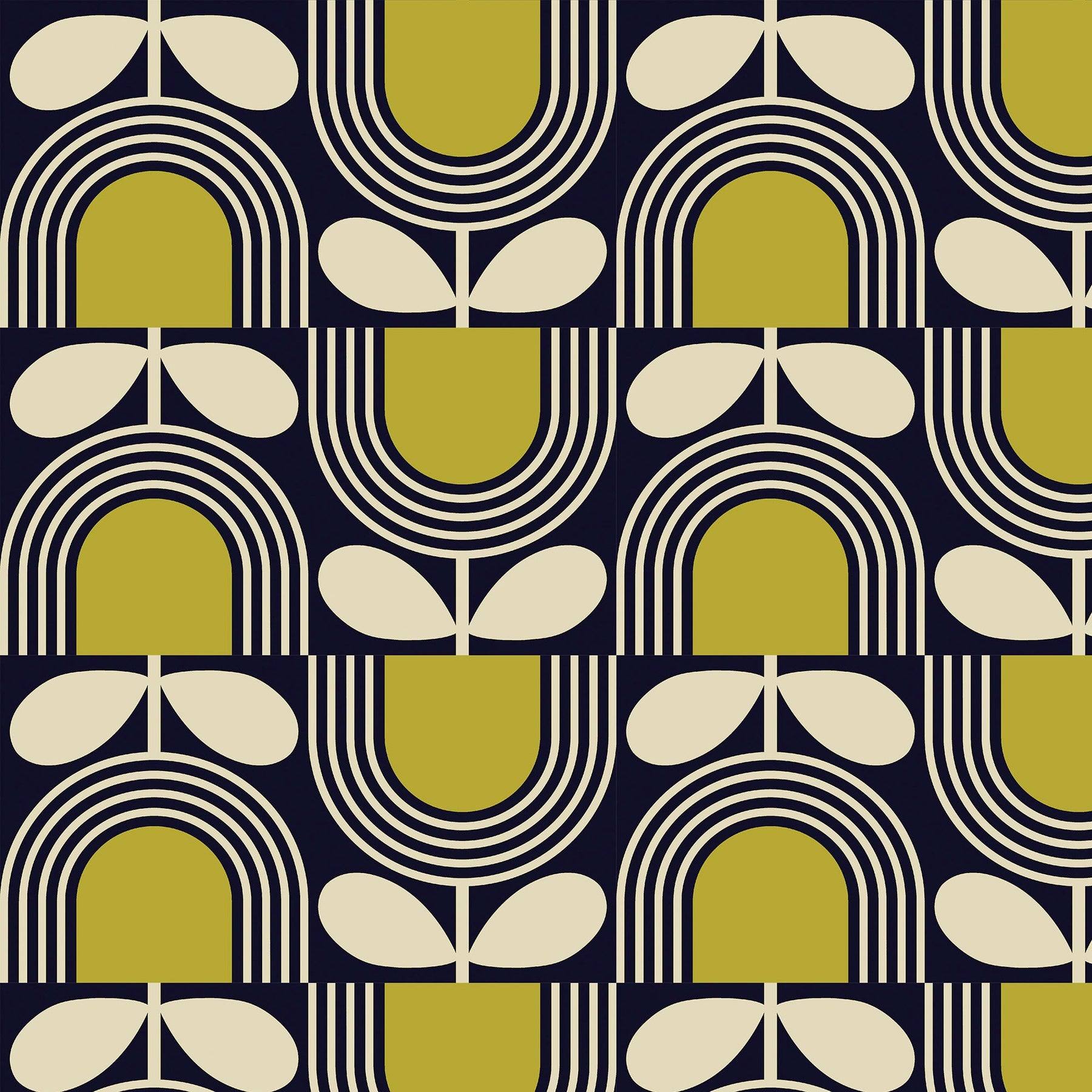 Orla Kiely Striped Tulip Made To Measure Curtains Navy