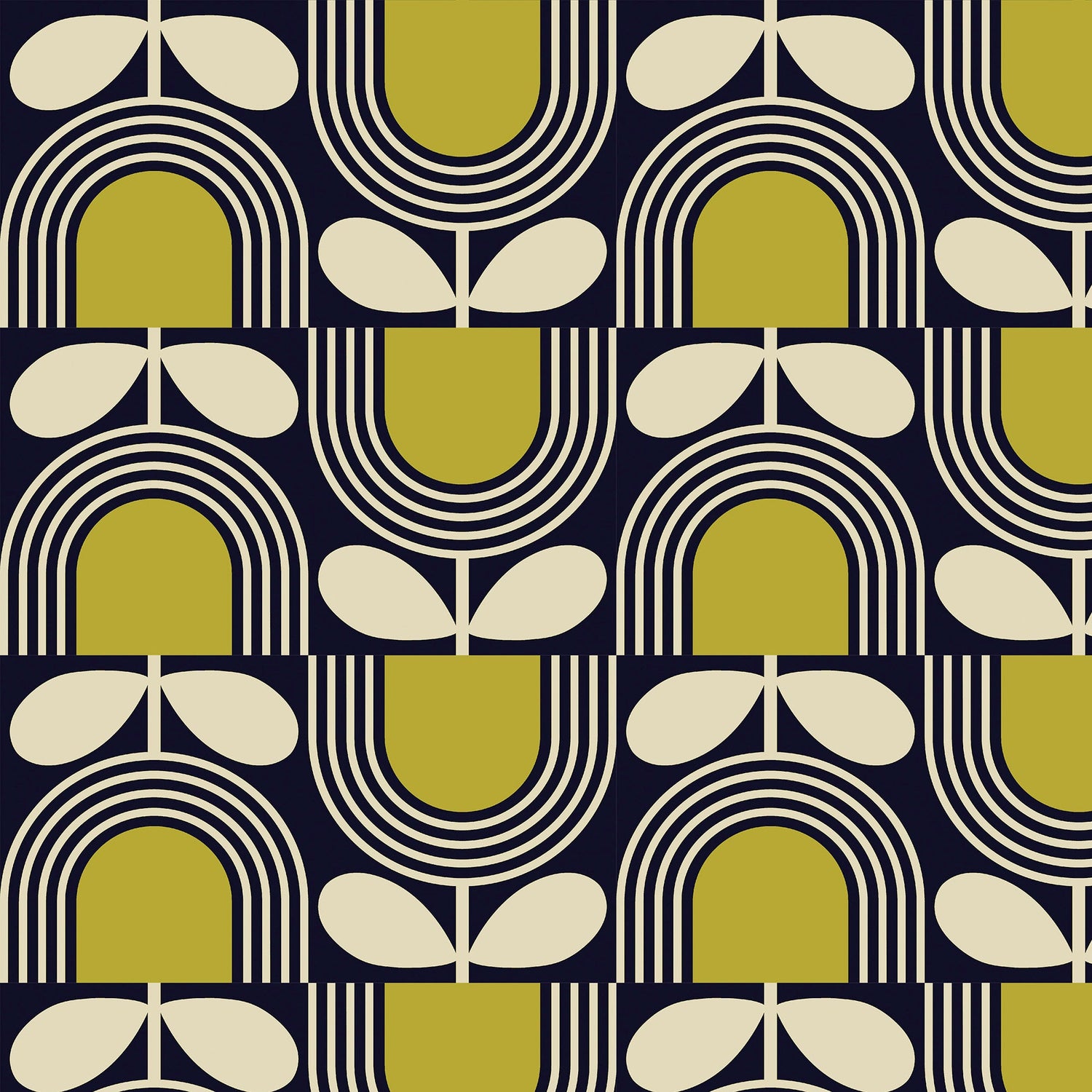Orla Kiely Striped Tulip Translucent Made To Measure Roller Blind Navy