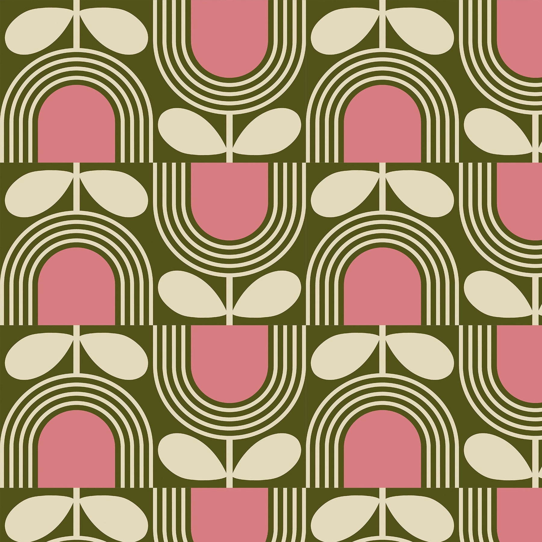 Orla Kiely Striped Tulip Blackout Made To Measure Roller Blind Pickel