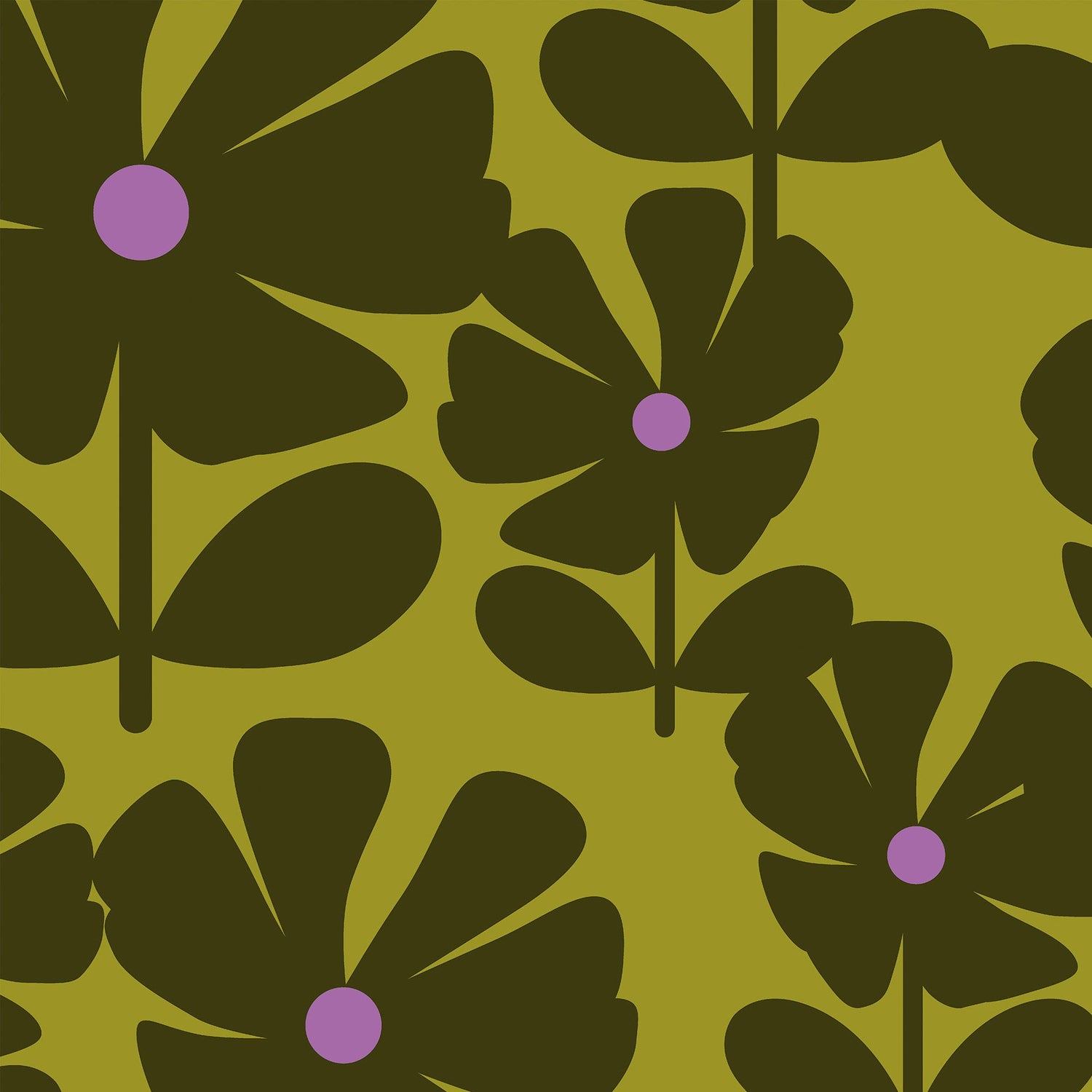 Orla Kiely Wildflower Made To Measure Curtains Charteuse