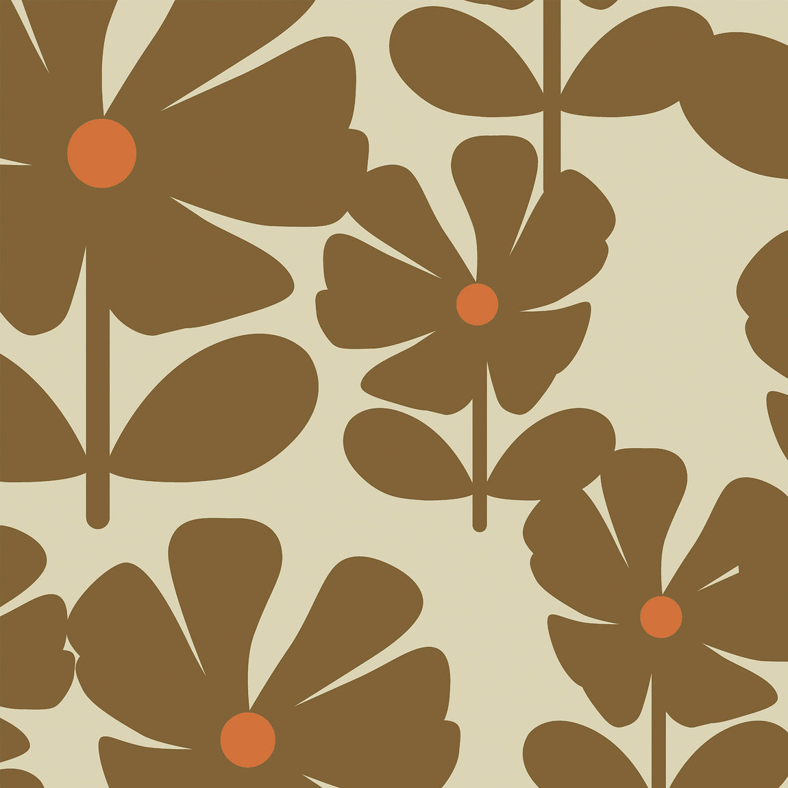 Orla Kiely Wildflower Made To Measure Curtains Coffee