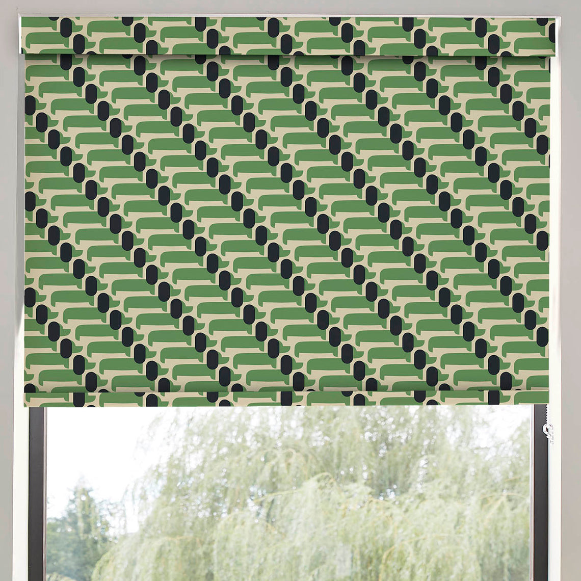 Orla Kiely Dog Show Blackout Made To Measure Roller Blind Green