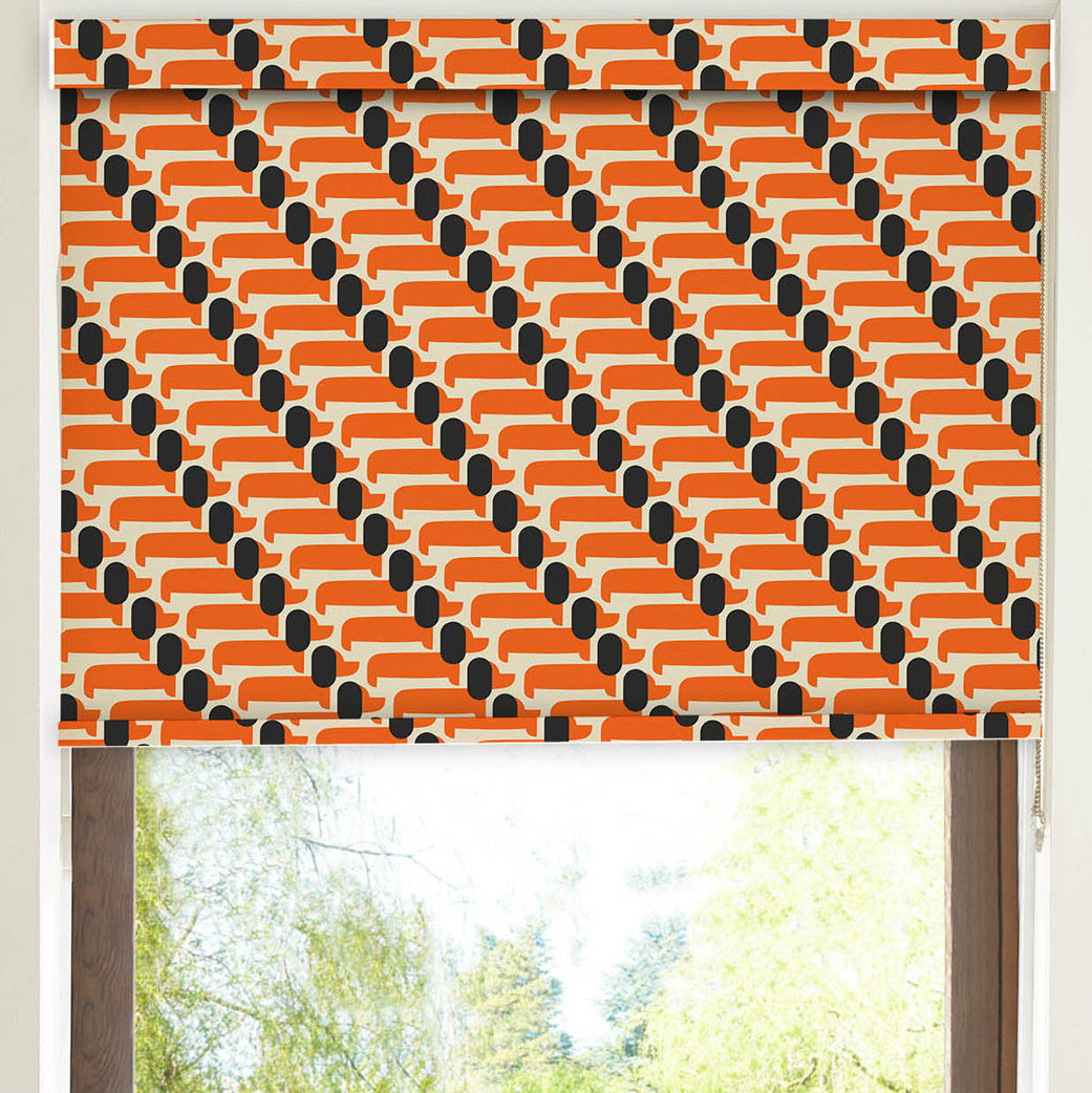 Orla Kiely Dog Show Made to Measure Blackout Roller Blind Persimmon
