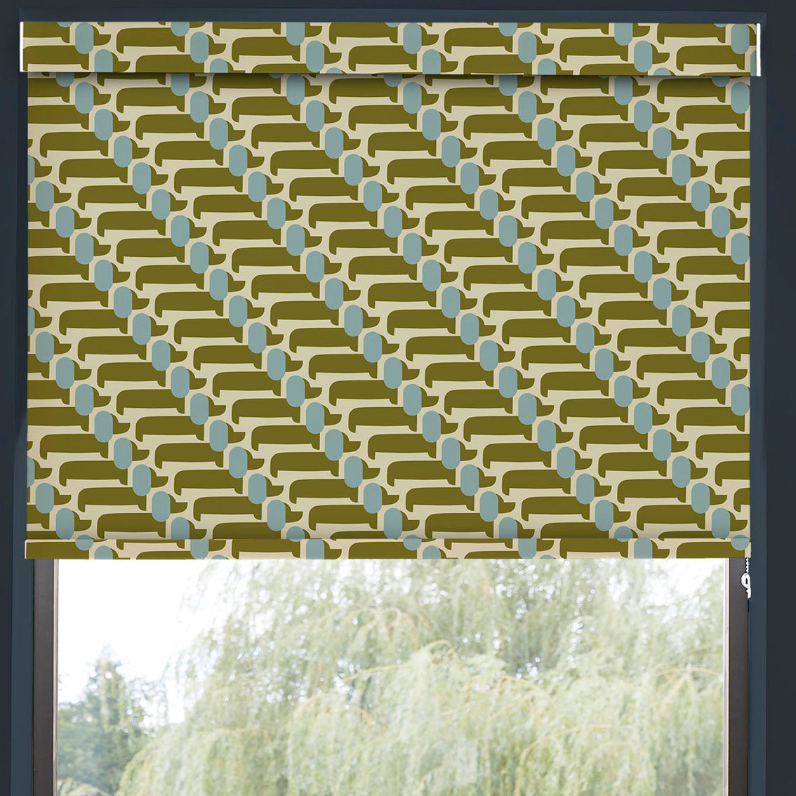 Orla Kiely Dog Show Translucent Made to Measure Roller Blind Seagrass