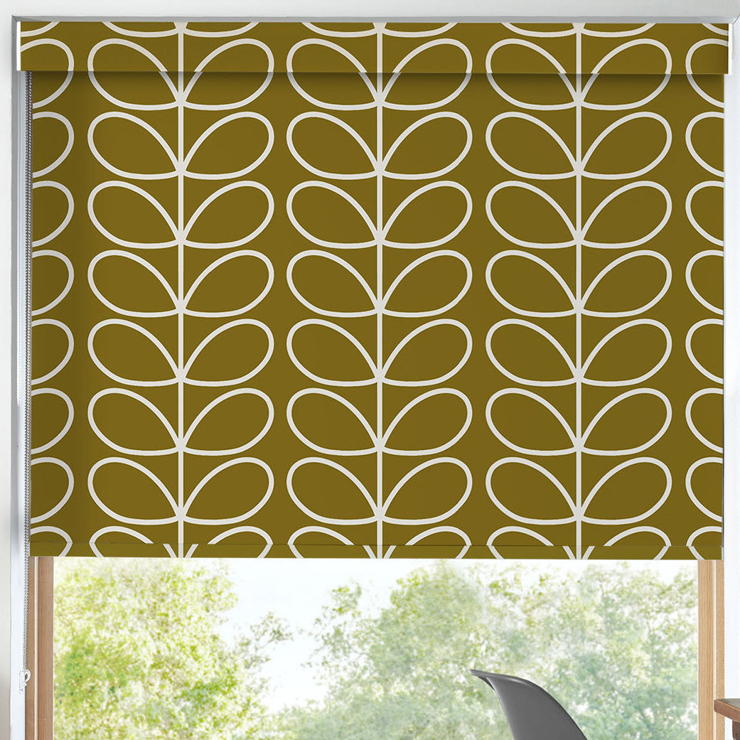Orla Kiely Jumbo Linear Stem Made to Measure Blackout Roller Blind Seagrass