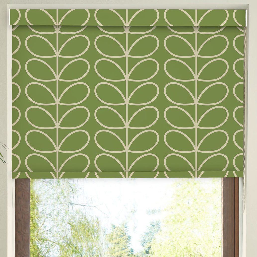 Orla Kiely Jumbo Linear Stem Made to Measure Blackout Roller Blind Chalky Green
