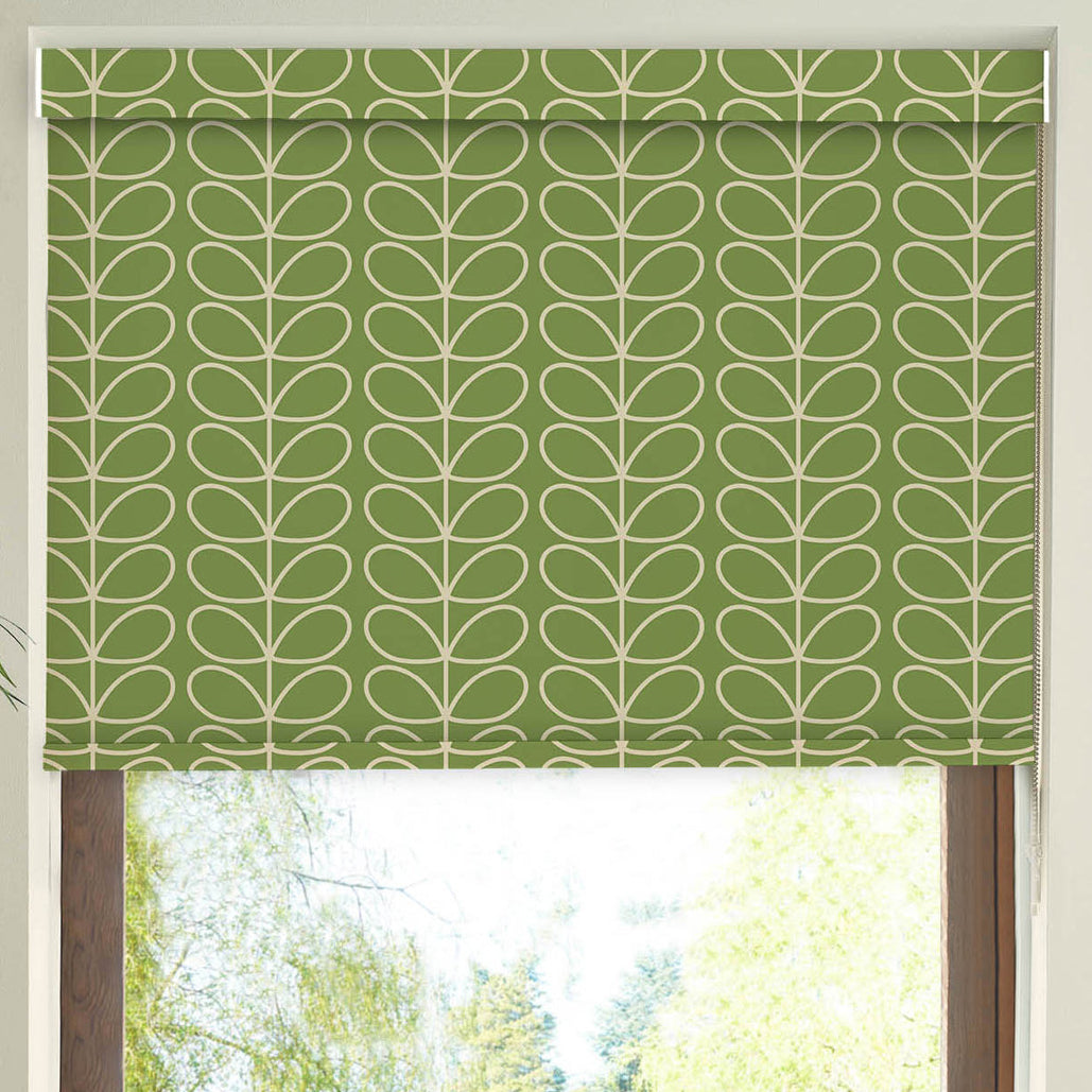 Orla Kiely Linear Stem Made to Measure Blackout Roller Blind Chalky Green
