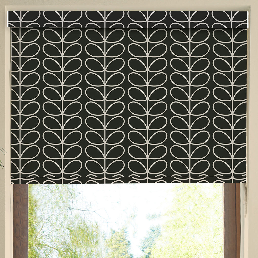 Orla Kiely Linear Stem Made to Measure Blackout Roller Blind Liquorice
