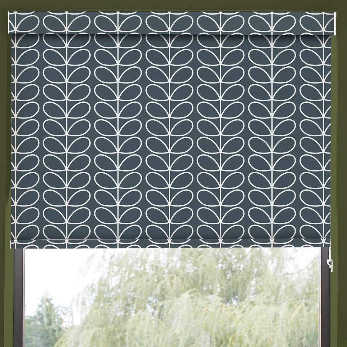 Orla Kiely Linear Stem Made to Measure Blackout Roller Blind Marine