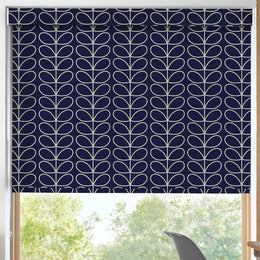 Orla Kiely Linear Stem Made to Measure Blackout Roller Blind Navy Whale