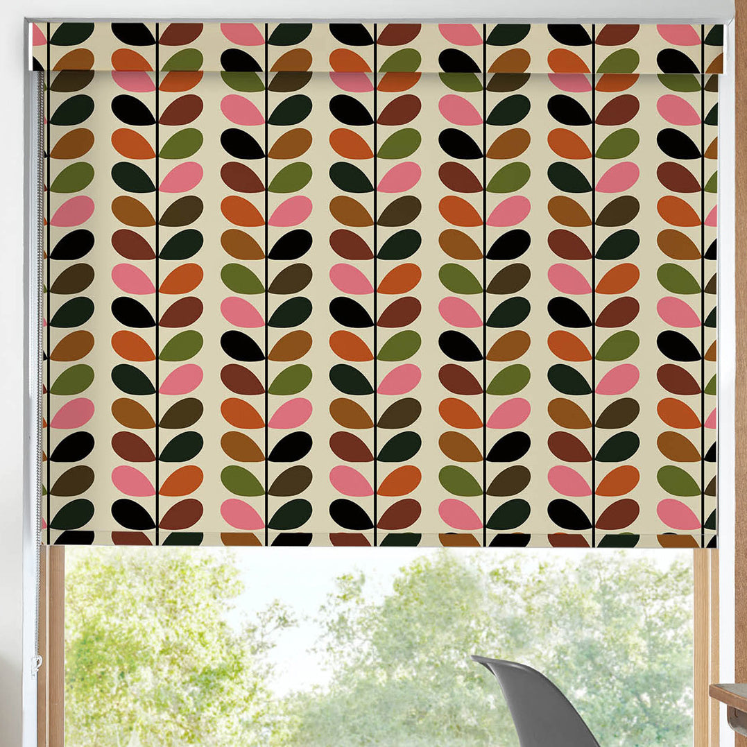 Orla Kiely Multi Stem Made to Measure Blackout Roller Blind Pink Red