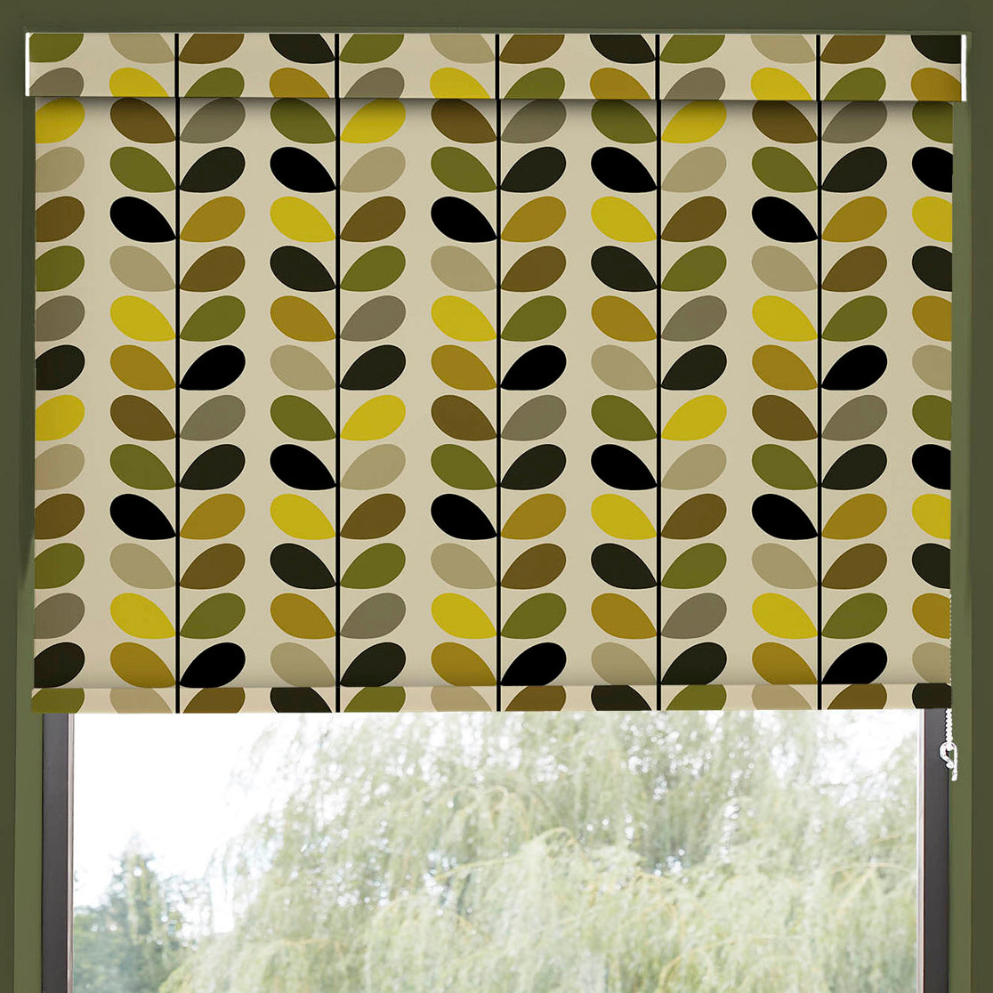 Orla Kiely Multi Stem Made to Measure Blackout Roller Blind Yellow