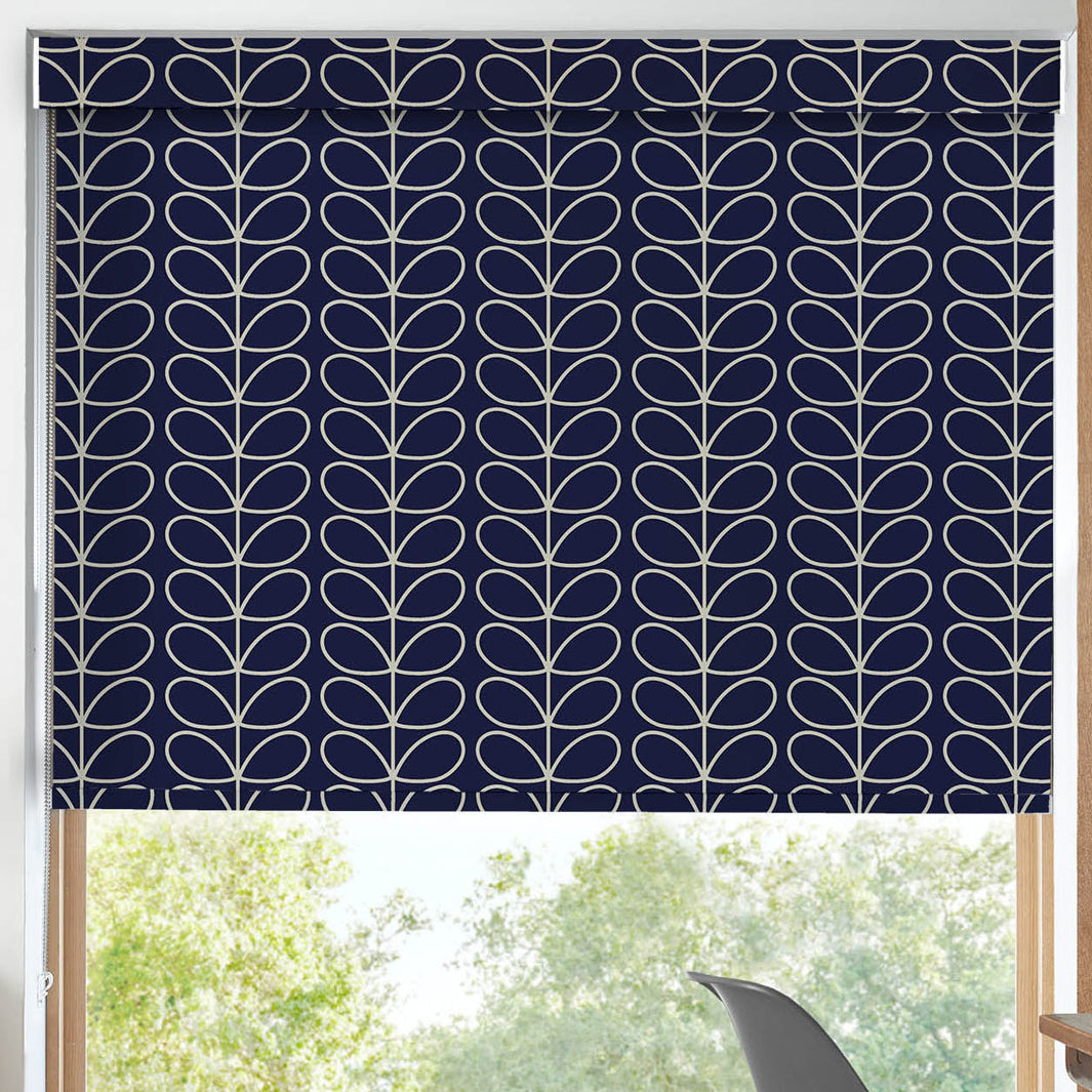 Orla Kiely Linear Stem Translucent Made to Measure Roller Blind Navy Whale
