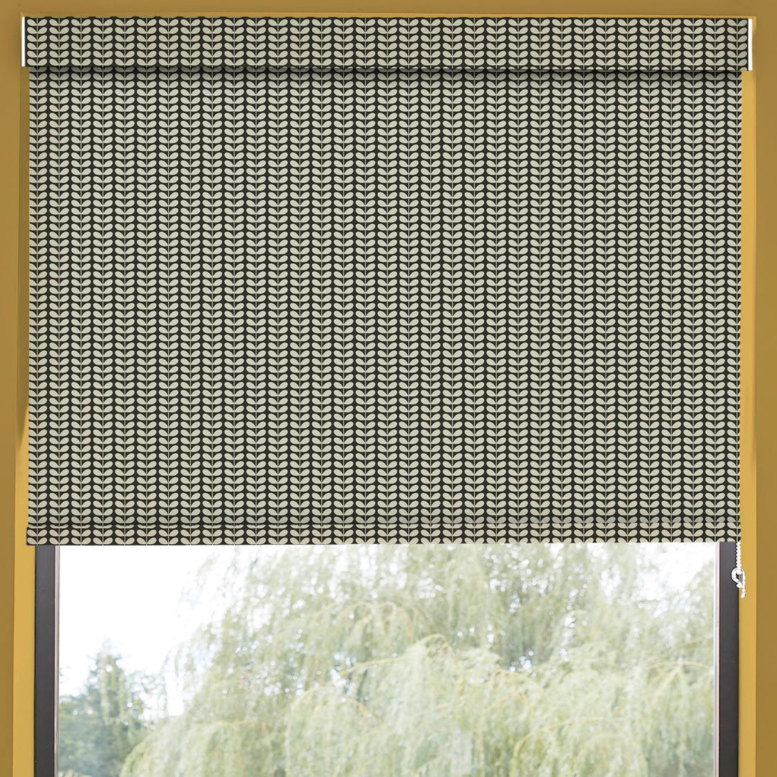 Orla Kiely Tiny Stem Made to Measure Blackout Roller Blind Black