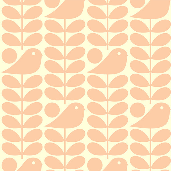 Orla Kiely Early Bird Made to Measure Wave Curtain + FREE Track Pale Rose