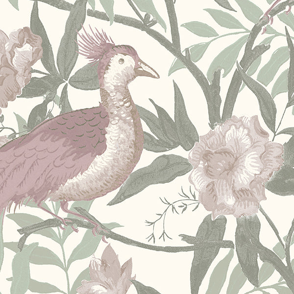 Laura Ashley Osterley Birds Made to Measure Curtain Mulberry