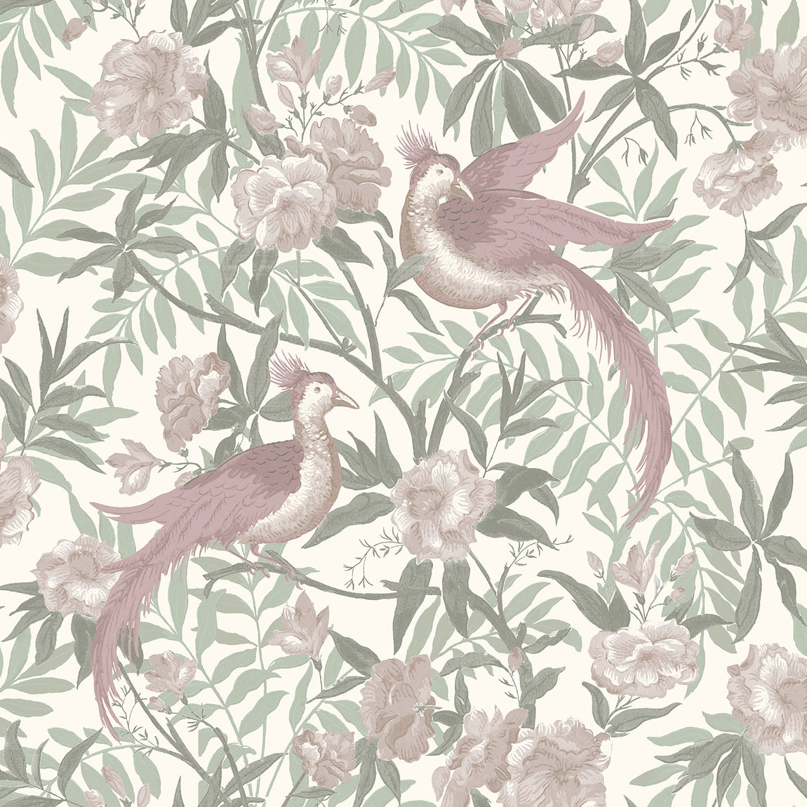 Laura Ashley Osterley Birds Made to Measure Curtain Mulberry
