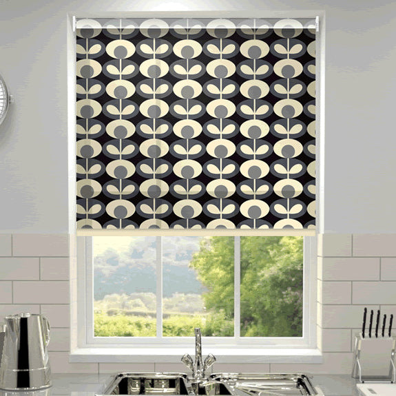 Orla Kiely Oval Flower Made to Measure Roller Blind Cool Grey