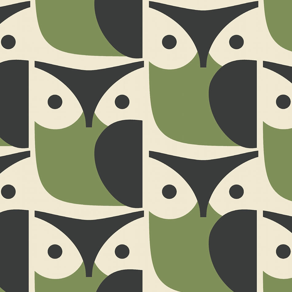 Orla Kiely Owl Made to Measure Blackout Roller Blind Chalky Green