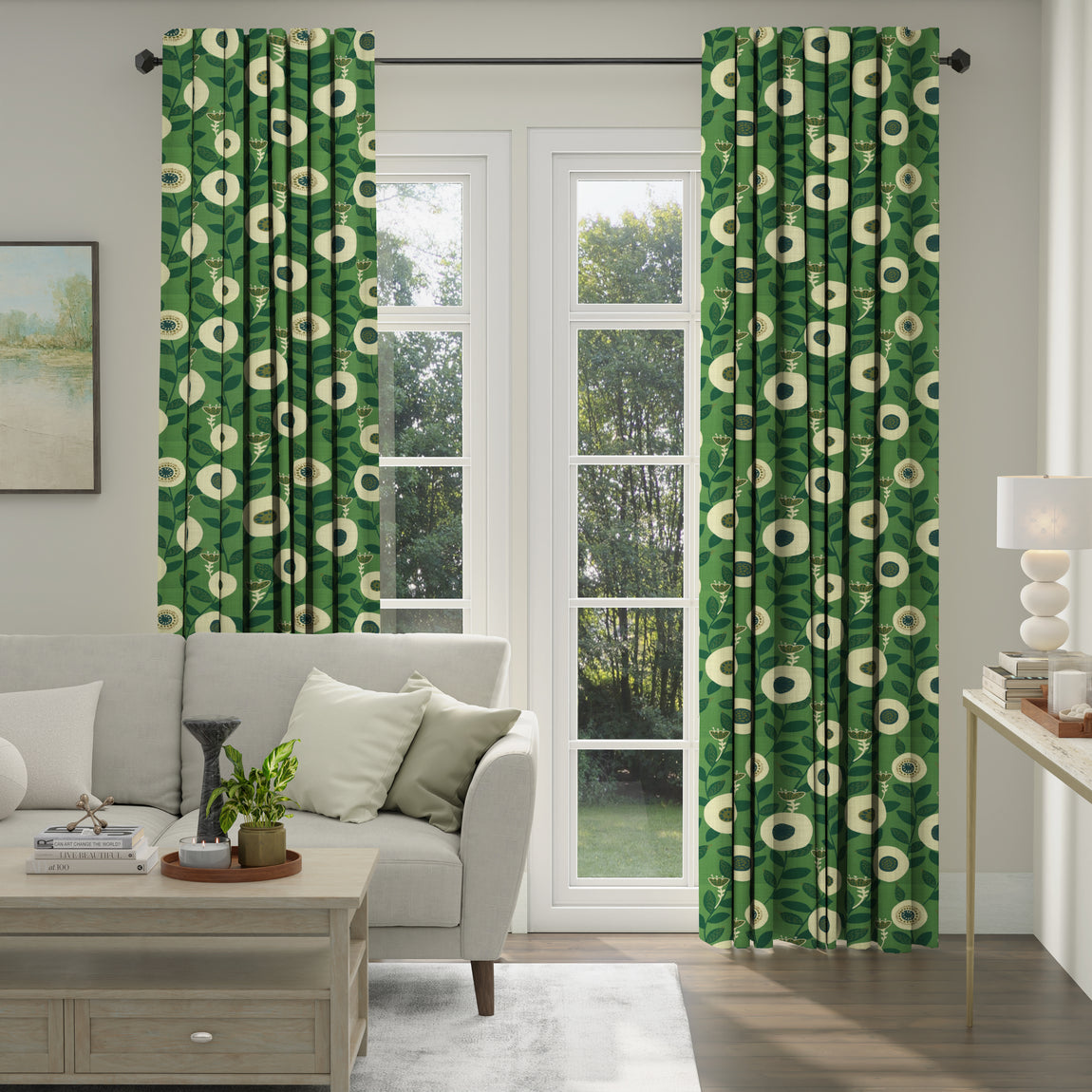 ANTE DECOR Seville Printed Cotton Made To Measure Curtains Emerald