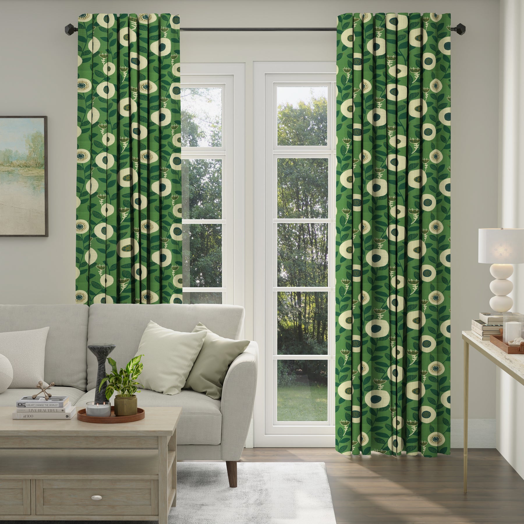 ANTE DECOR Seville Printed Cotton Made To Measure Curtains Emerald