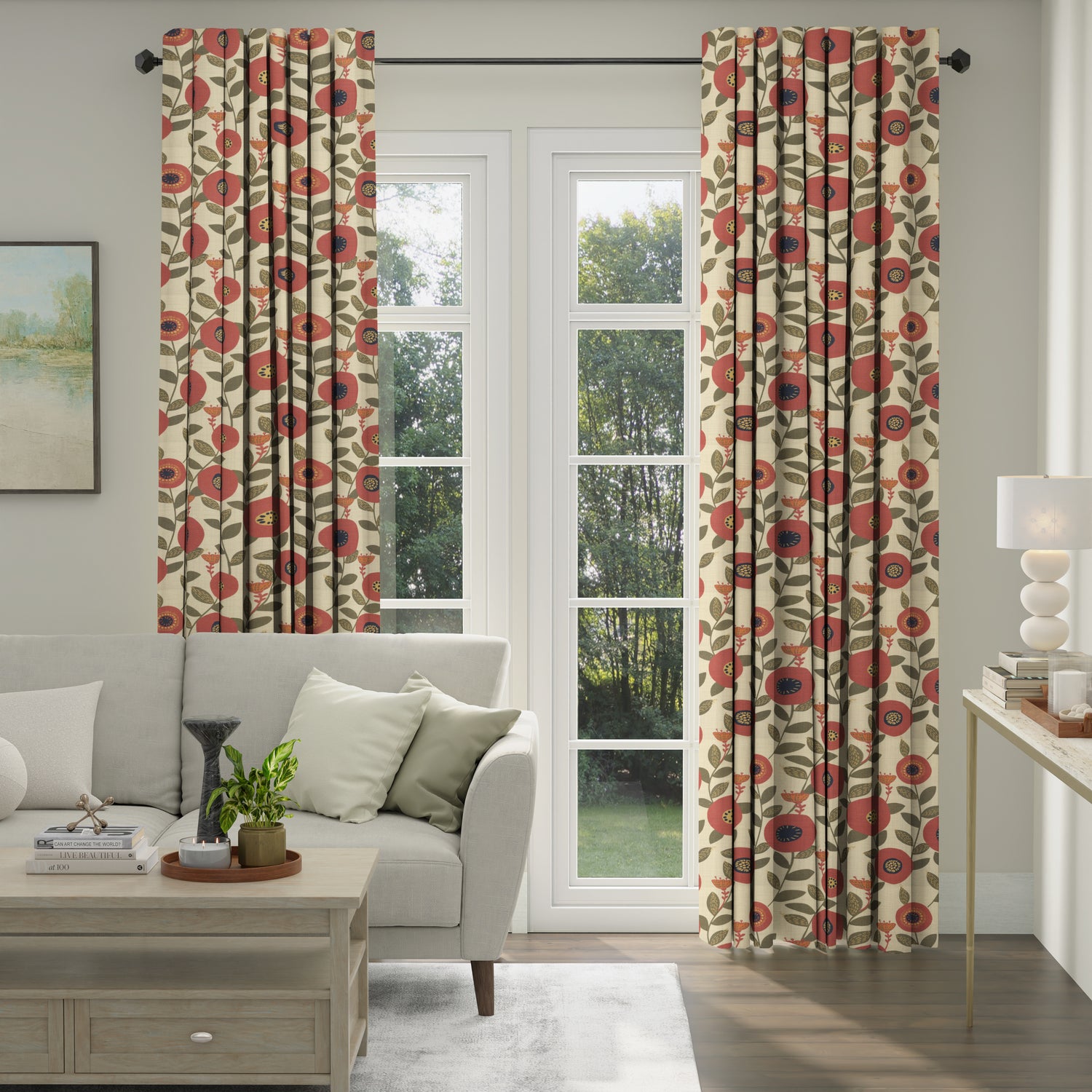 ANTE DECOR Seville Printed Cotton Made To Measure Curtains Burnt Umber