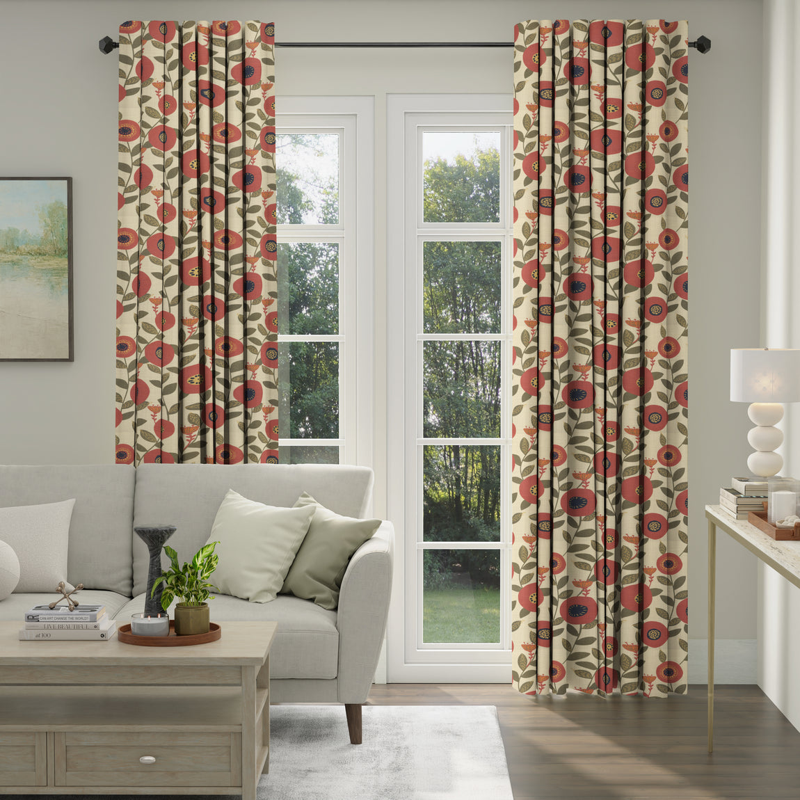 ANTE DECOR Seville Printed Cotton Made To Measure Curtains Burnt Umber