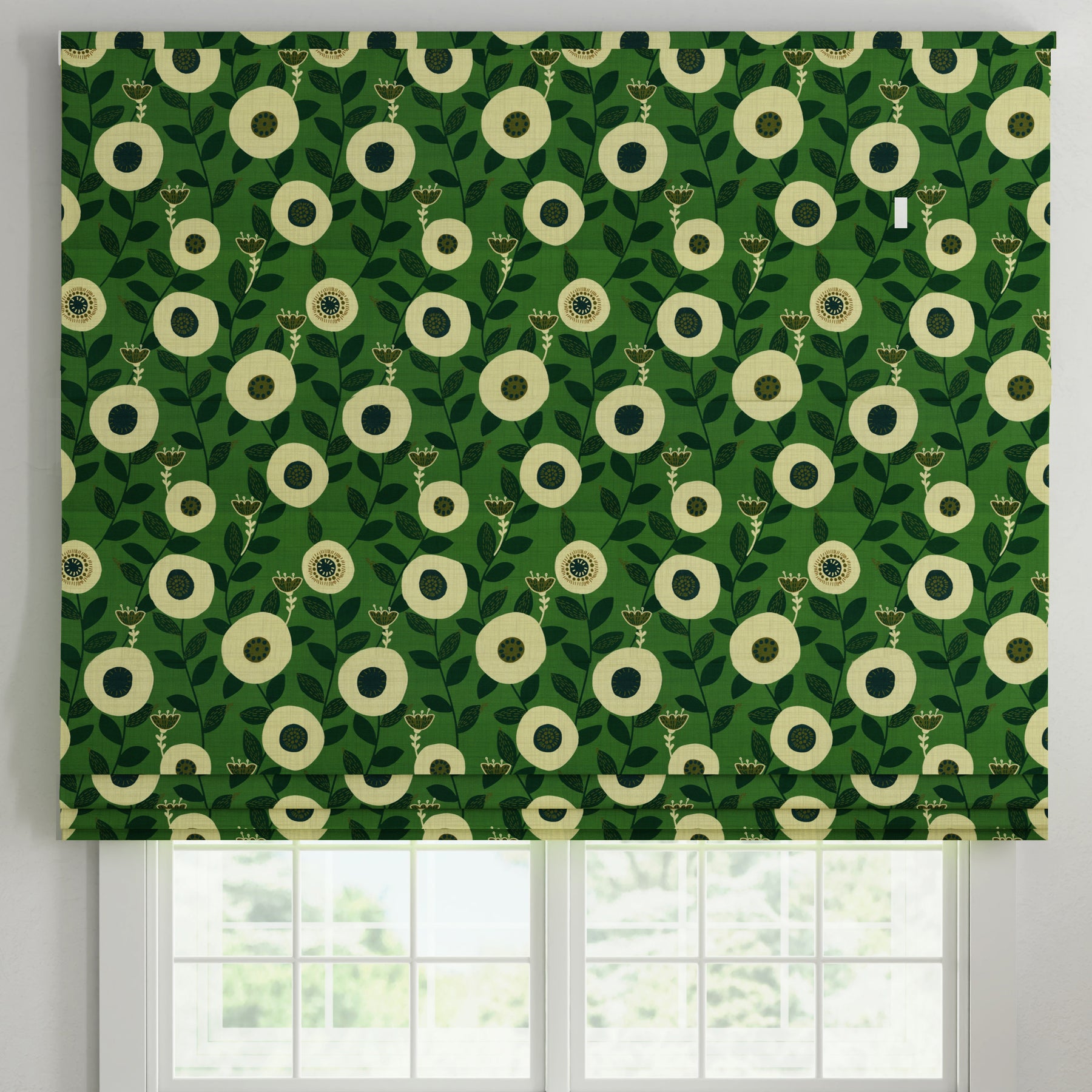 ANTE DECOR Seville Printed Cotton Made To Measure Roman Blind Emerald