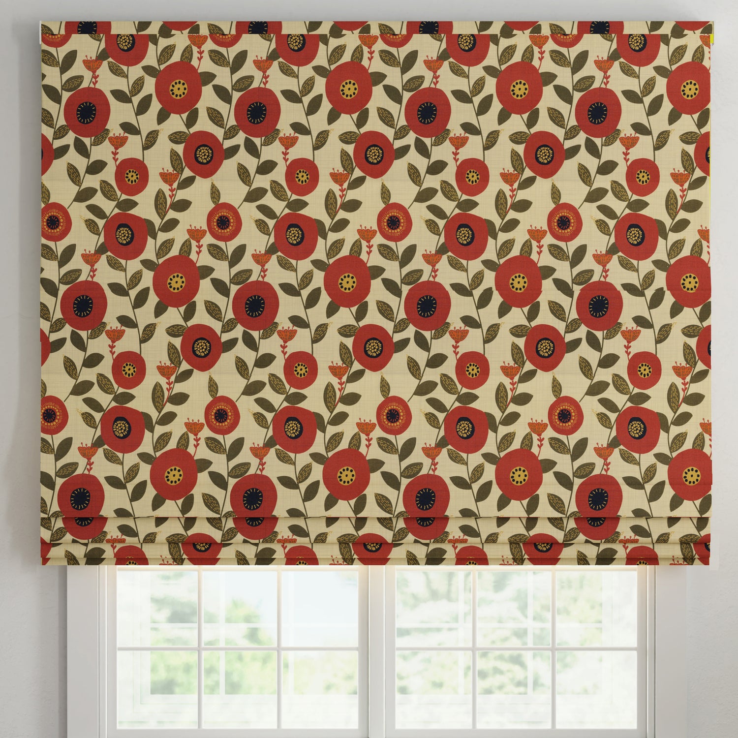 ANTE DECOR Seville Printed Cotton Made To Measure Roman Blind Burnt Umber