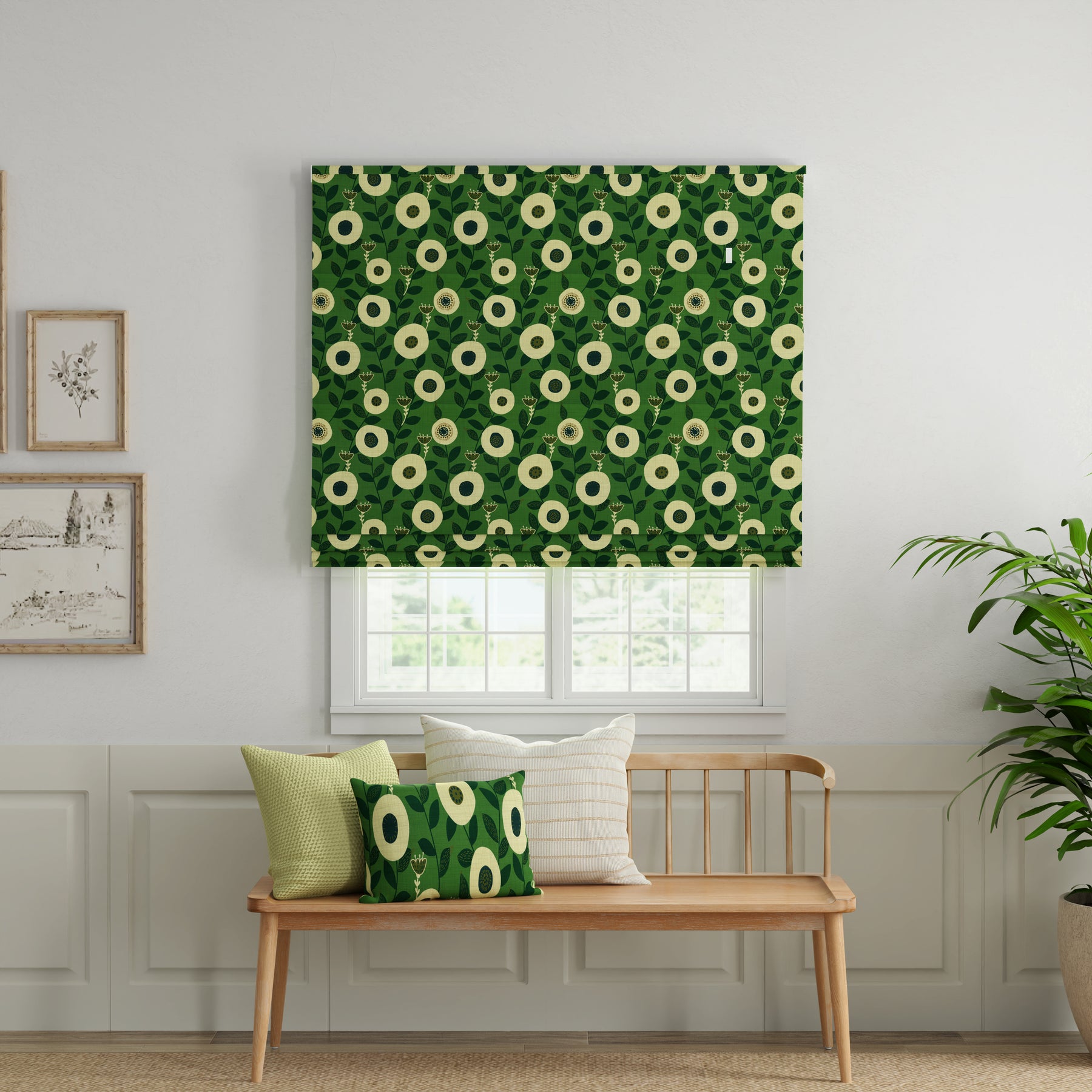 ANTE DECOR Seville Printed Cotton Made To Measure Roman Blind Emerald