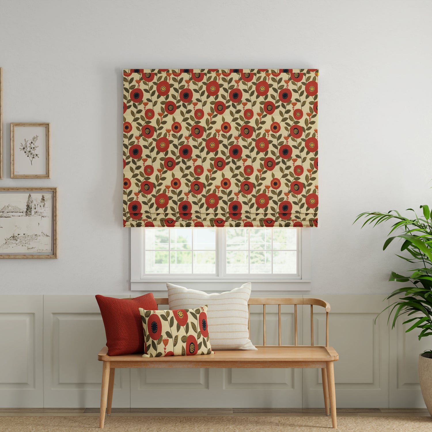 ANTE DECOR Seville Printed Cotton Made To Measure Roman Blind Burnt Umber