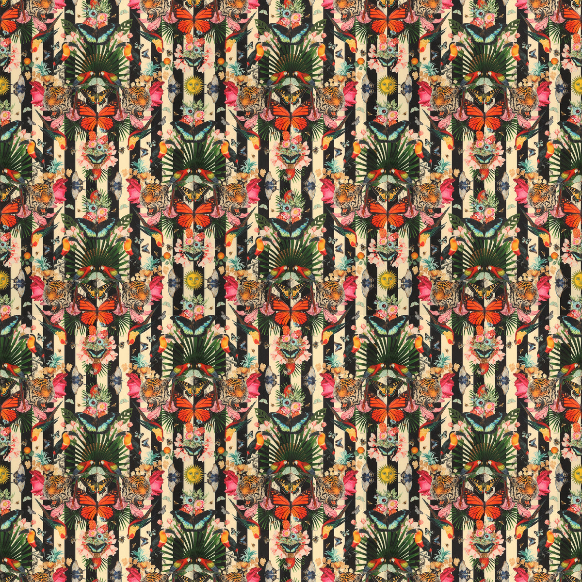 Carrie Neely Paradise Lost Velvet Stripe Fabric Zebra