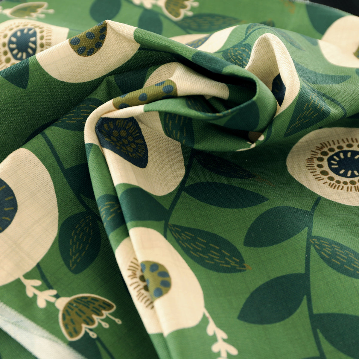 ANTE DECOR Seville Printed Cotton Fabric Emerald
