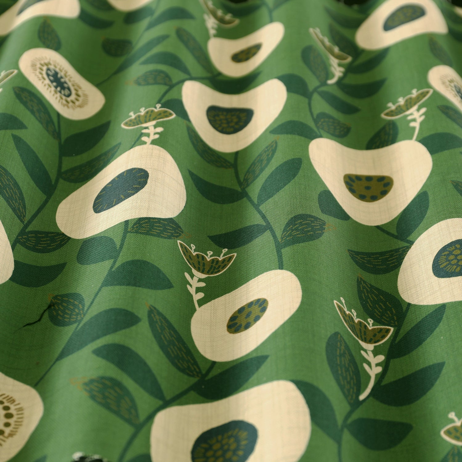 ANTE DECOR Seville Printed Cotton Made To Measure Curtains Emerald