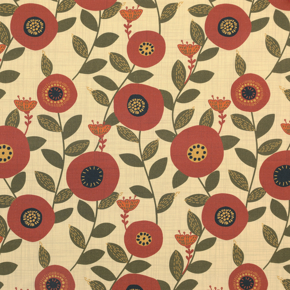 ANTE DECOR Seville Printed Cotton Fabric Burnt Umber