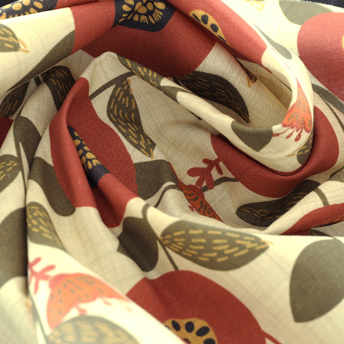 ANTE DECOR Seville Printed Cotton Fabric Burnt Umber