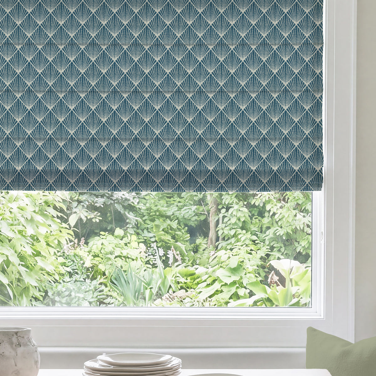 ANTE DECOR Paris Woven Made To Measure Roman Blind Blue
