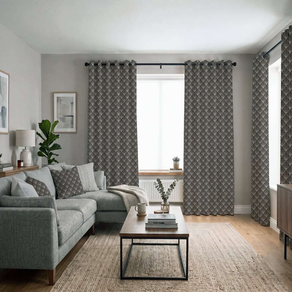 ANTE DECOR Paris Woven Made To Measure Curtains Black