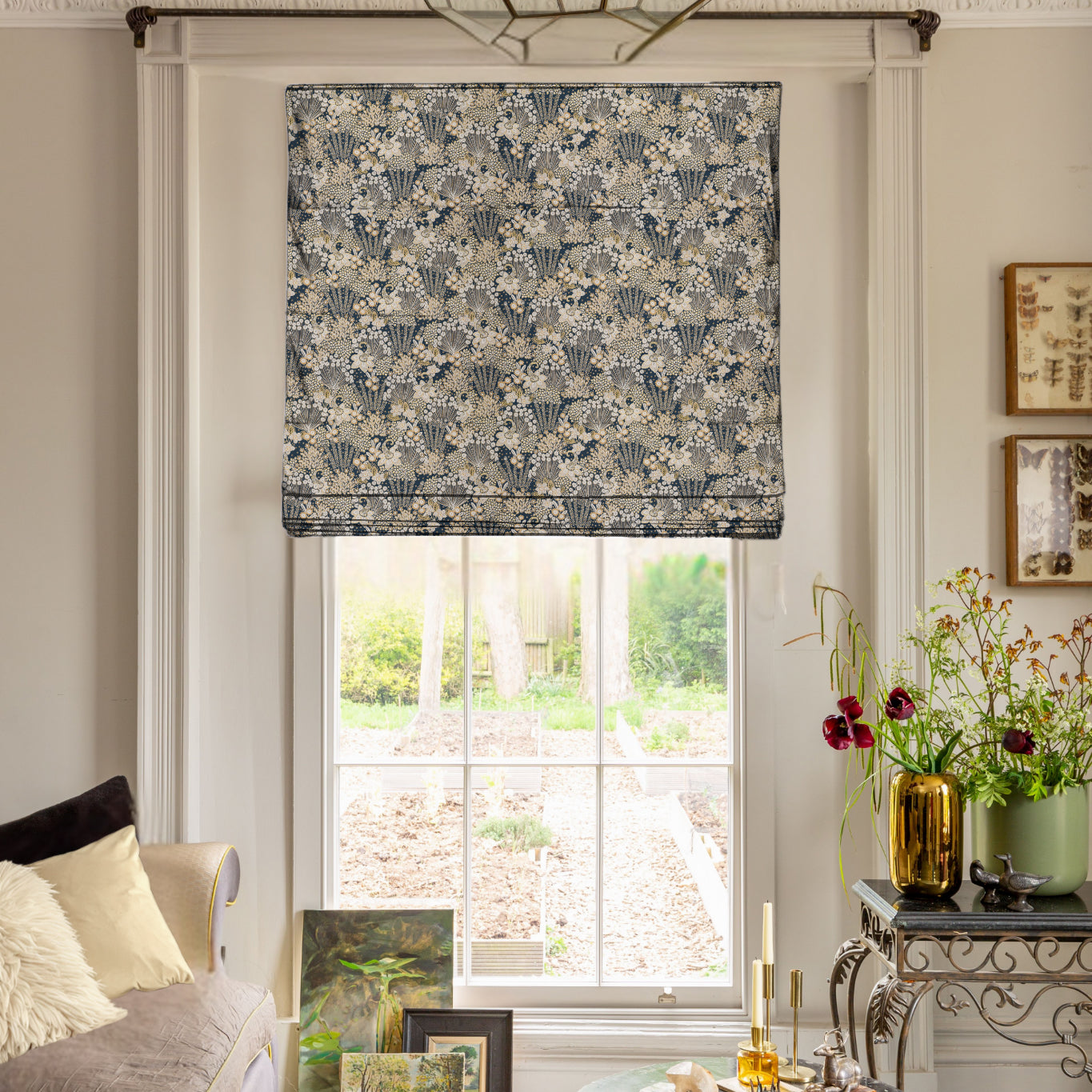 Linda Barker Millefiori Jacquard Made To Measure Roman Blind Azzuro